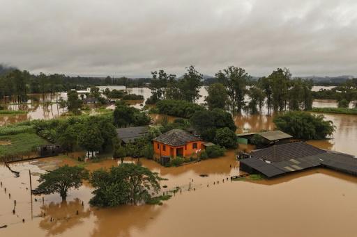 Vista aérea de las inundaciones en Capela de Santana, estado Rio Grande do Sul, Brasil, el 2 de mayo de 2024