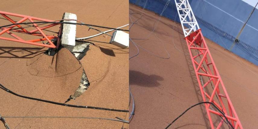 Desprendimiento de antena en la Lotería Nacional moviliza a cuerpos de emergencia