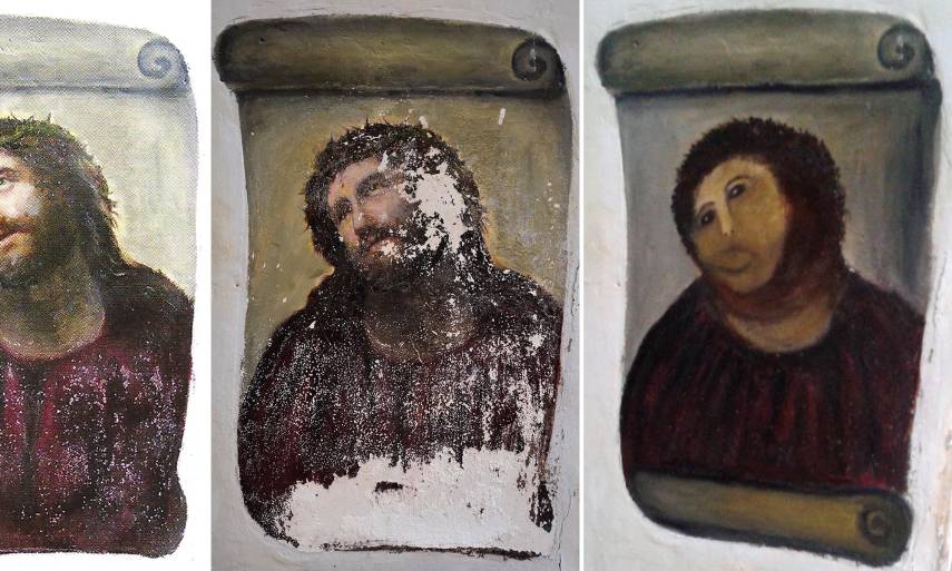 Muere la española que alcanzó fama mundial por su particular restauración de un retrato de Cristo