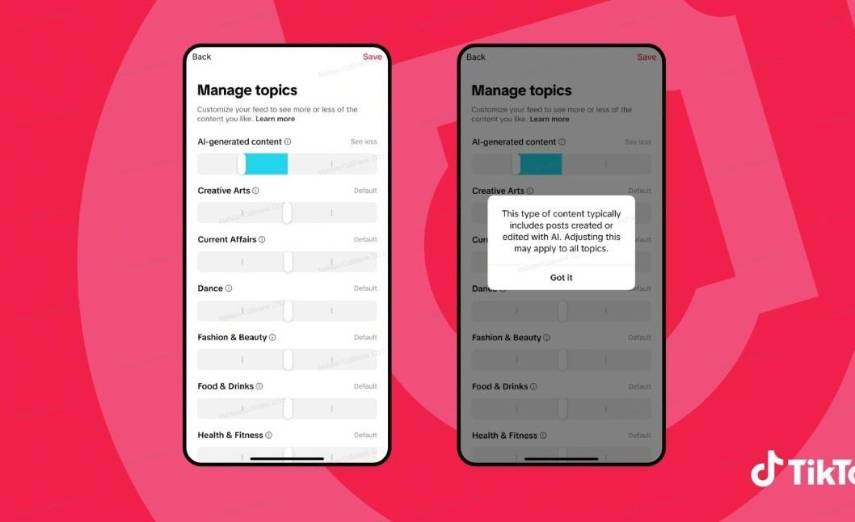 TikTok permitirá ajustar lac antidad de contenido de IA que se ve en ‘Para ti’