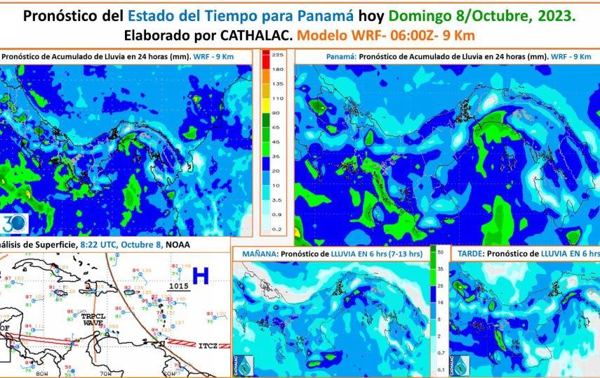 Se esperan lluvias esta noche en el Golfo de Montijo y la Bahía de Panamá