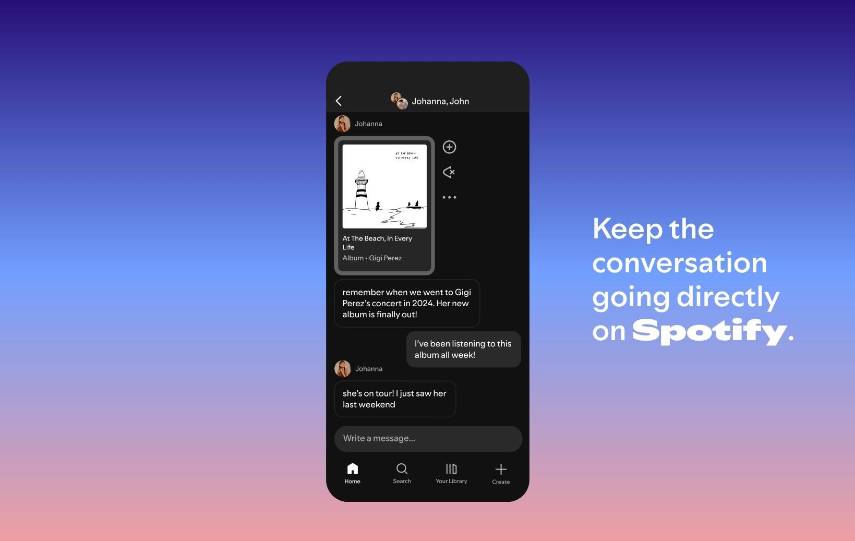 Spotify incorpora la función de crear chats grupales para compartir canciones