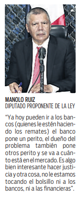$!Ley cambia forma de vender bien embargado por los bancos