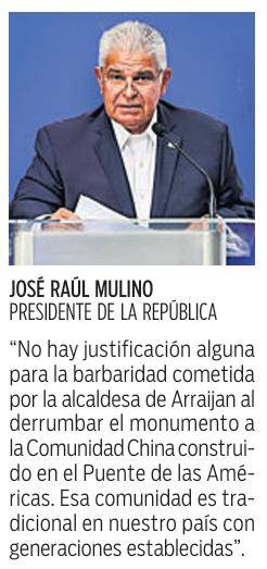 $!Presidente Mulino ordena inmediata restauración del monumento chino