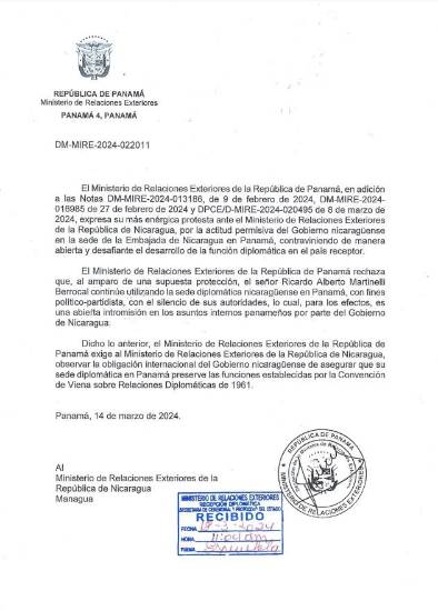 $!Cancillería de Panamá no reconoce traslado de nuevo consulado de Nicaragua