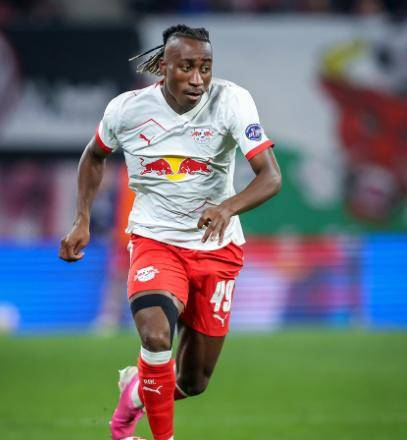 El atacante marfileño del Leipzig Yan Diomandé, durante un partido de la Bundesliga alemana contra el visitante Union Berlin, el 24 de abril de 2026