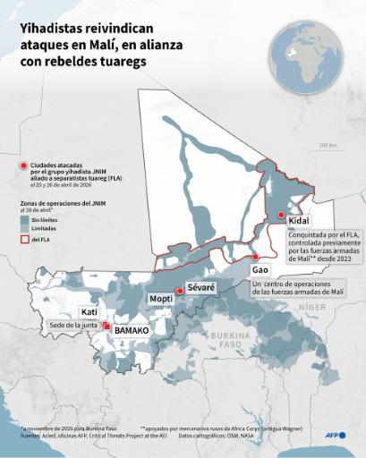 La fuerza multinacional antiyihadista bombardea el norte de Malí tras los ataques rebeldes, según Níger
