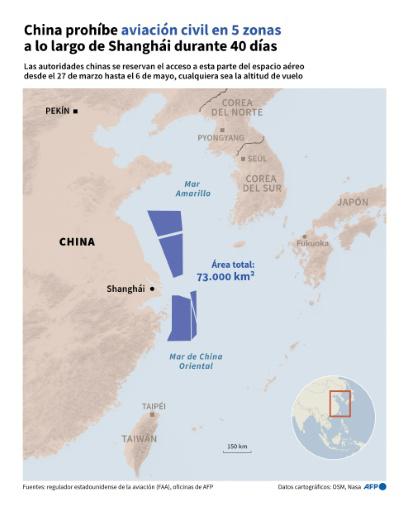 China activa una amplia zona de exclusión aérea cerca de Shanghái durante 40 días