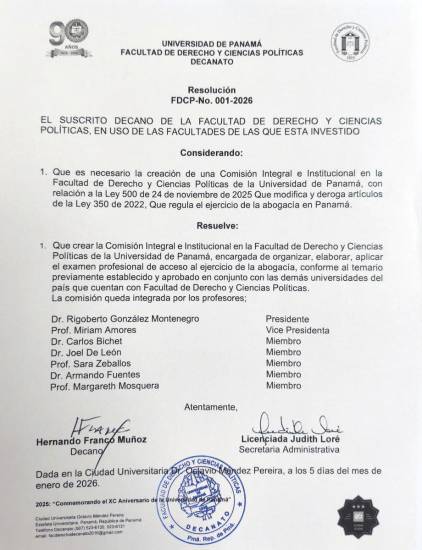 $!Universidad de Panamá crea comisión para aplicar exámenes de abogacía