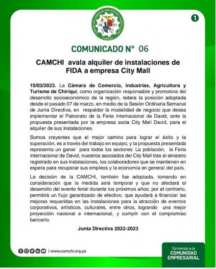 $!Empresarios de Chiriquí apoyan el alquiler de terrenos de la Feria Internacional de David