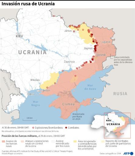 Tropas rusas cerca de la ciudad ucraniana de Vugledar