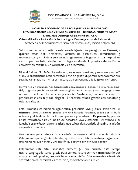 $!Monseñor Ulloa hizo un llamado a la conciencia social durante la homilía del II Domingo de Pascua