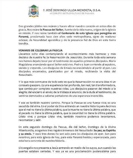 $!Monseñor Ulloa hizo un llamado a la conciencia social durante la homilía del II Domingo de Pascua
