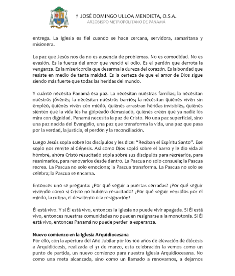 $!Monseñor Ulloa hizo un llamado a la conciencia social durante la homilía del II Domingo de Pascua