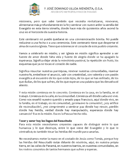 $!Monseñor Ulloa hizo un llamado a la conciencia social durante la homilía del II Domingo de Pascua