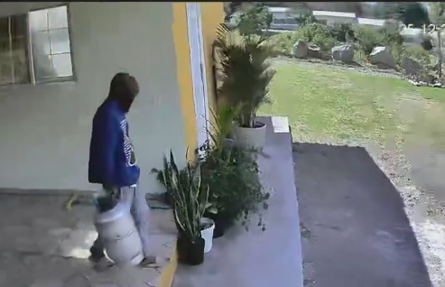 Cortesía | Captan a una persona que se lleva un tanque de gas.