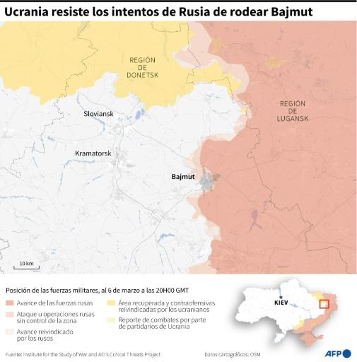 La caída de Bajmut abriría el camino a Rusia, advierte Zelenski