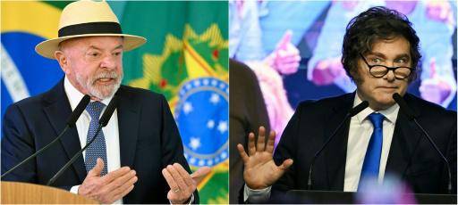 Una combinación de imágenes de los presidentes de Brasil, Luiz Inácio Lula da Silva (izq.), el 22 de julio de 2026 en Brasilia; y de Argentina, Javier Milei, el 26 de octubre de 2025 en Buenos Aires