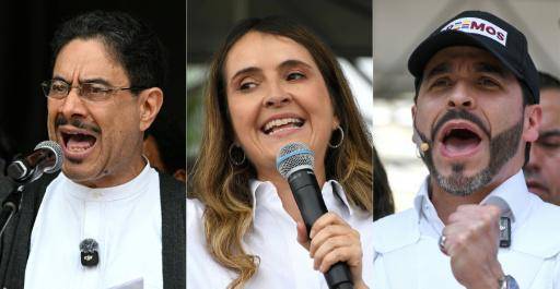 Los principales candidatos en las presidenciales de Colombia: el senador izquierdista Iván Cepeda, la senadora de derecha Paloma Valencia y el abogado también de derecha Abelardo de la Espriella.