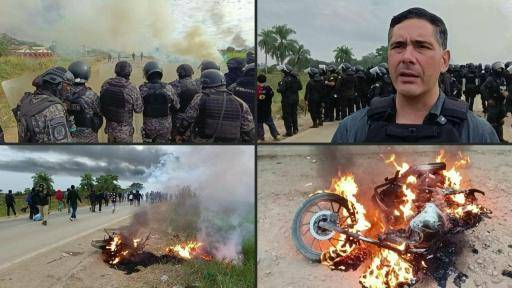 Fuertes choques entre policías y manifestantes en el desbloqueo de una ruta en Bolivia