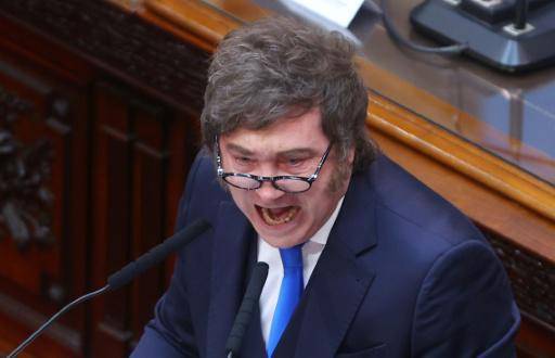 El presidente argentino, Javier Milei, habla durante su discurso al Congreso con motivo de la inauguración del nuevo periodo ordinario de sesiones, el 1 de marzo de 2026 en Buenos Aires