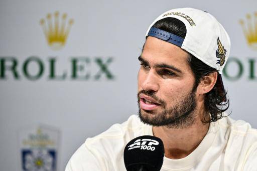 El tenista español Carlos Alcaraz durante su conferencia de prensa previa a su participación en el Masters 1000 de Shanghái, en la ciudad china el 8 de octubre de 2026