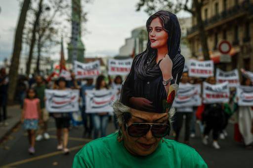 Una manifestación contra el régimen iraní con motivo del primer amiversario de la muerte de Mahsa Amini, el 16 de septiembre de 2023 en el centro de París