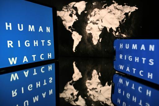 El logotipo de la ONG Human Rights Watch, fotografiado el 16 de junio de 2025 en Toulouse, Francia