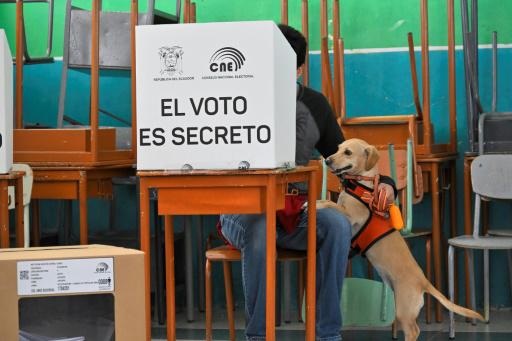 Una persona vota en el referéndum para endurecer las medidas contra el crimen organizado en Ecuador, el 21 de abril de 2024 en Quito