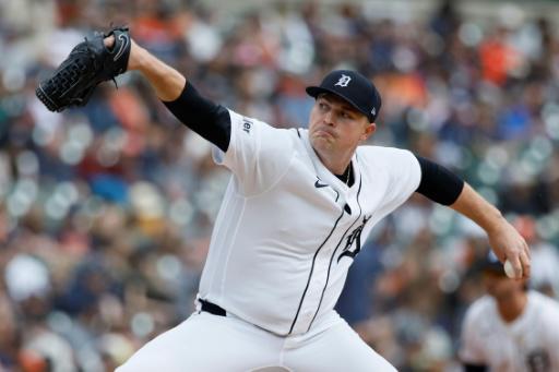 El lanzador zurdo Tarik Skubal, de los Tigres de Detroit, en un partido de las Grandes Ligas ante Miami Marlins jugado en el Comerica Park, en Detroit, el 12 de abril de 2026