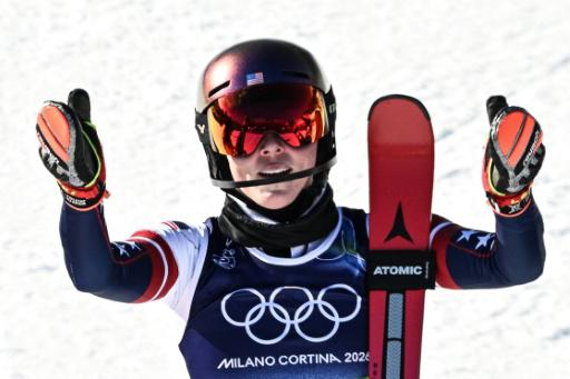 Mikaela Shiffrin tras ganar el oro olímpico en el eslalon del esquí alpino de los Juegos de Invierno de Milán-Cortina. En Cortina d'Ampezzo (norte de Italia), el 18 de febrero de 2026