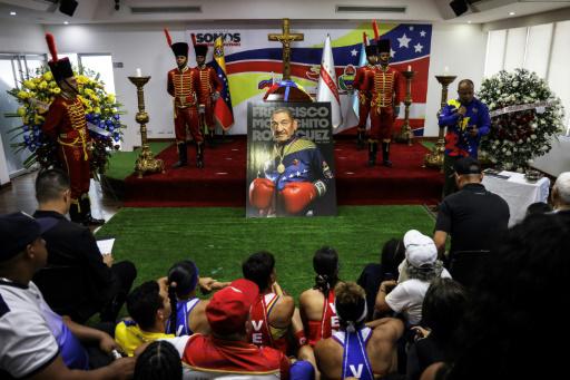 La capilla ardiente del boxeador venezolano Francisco 'Morochito' Rodríguez, instalada en Caracas el 24 de abril de 2024