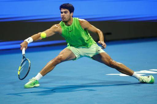 El español Carlos Alcaraz durante su partido ante el ruso Andrey Rublev en semifinales del torneo de Doha, el 20 de febrero de 2026