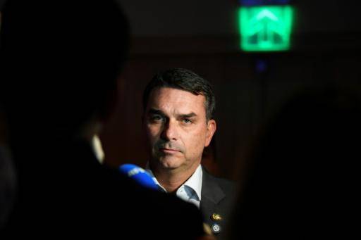 El senador brasileño y precandidato presidencial Flávio Bolsonaro durante una reunión con empresarios en un hotel de Rio de Janeiro, el 19 de marzo de 2026