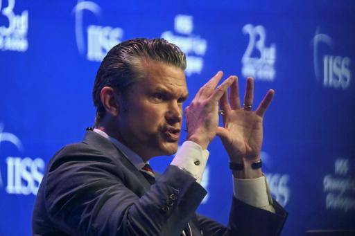 AFP | El secretario de Defensa de Estados Unidos, Pete Hegseth, durante el Diálogo de Shangri-La en Singapur el 30 de mayo de 2026.