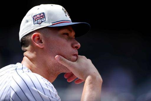 El astro Aaron Judge, de los Yankees de Nueva York, en el partido de las Grandes Ligas ante los Gemelos de Minnesota en Nueva York el 4 de julio de 2026