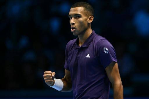 El canadiense Felix Auger-Aliassime durante su partido contra Ben Shelton, el 12 de noviembre de 2025 en Turín, en el Masters ATP