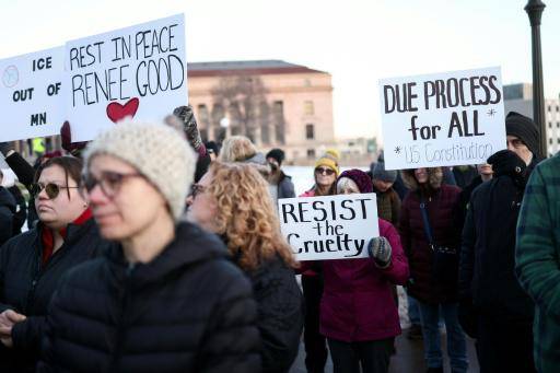 Manifestación en Mineápolis el 9 de enero, luego de la muerte de una mujer de 37 años a manos del ICE