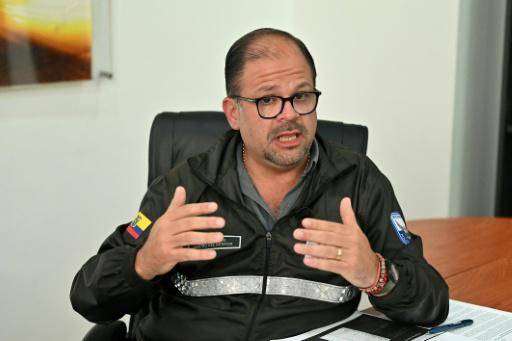 El ministro de Interior de Ecuador, John Reimberg, entrevistado por la AFP en Guayaquil el 28 de abril de 2026