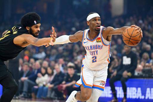 El base Shai Gilgeous-Alexander, de los Oklahoma City Thunder, durante el partido contra los Cleveland Cavaliers en el Rocket Mortgage FieldHouse, en Cleveland, Ohio, el 19 de enero de 2026