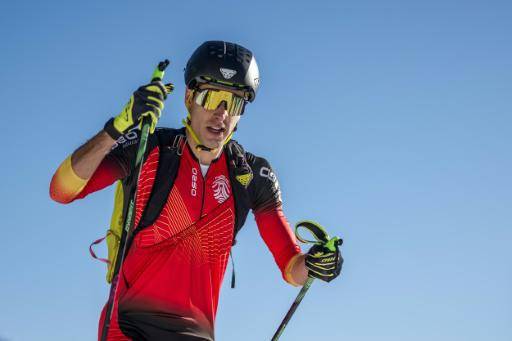 Oriol Cardona durante la prueba de esprint del Mundial de esquí de montaña. En Morgins (Suiza), el 6 de marzo de 2025