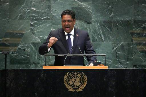 Laurent Saint-Cyr, presidente del Consejo Presidencial de Transición de Haití, en un debate en la Asamblea General de Naciones Unidas, en Nueva York, el 25 de septiembre de 2025