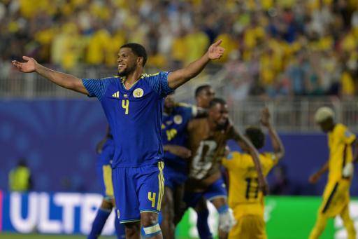 El defensa de Curazao Roshon van Eijma celebra el empate a 0 ante Ecuador en su partido del Grupo E del Mundial de Fútbol, en Kansas City (Misuri, EEUU), el 20 de junio de 2026