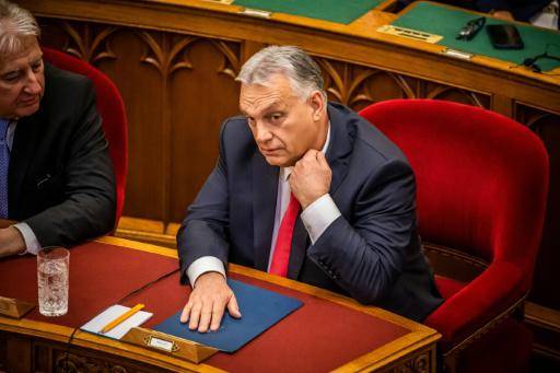 El entonces primer ministro Viktor Orban, en su escaño del Parlamento de Hungría tras un discurso, el 24 de febrero de 2025 en Budapest