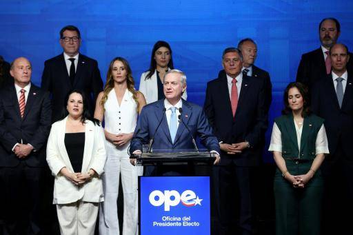 El presidente electo de Chile, José Antonio Kast, presenta a su futuro gabinete el 20 de enero de 2026 en Las Condes, en Santiago