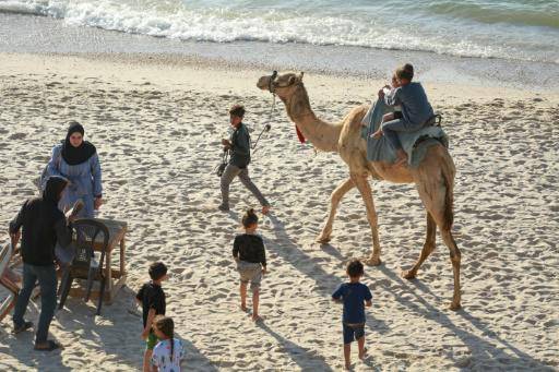 Los gazatíes se dan un respiro en la playa, como antes de la guerra
