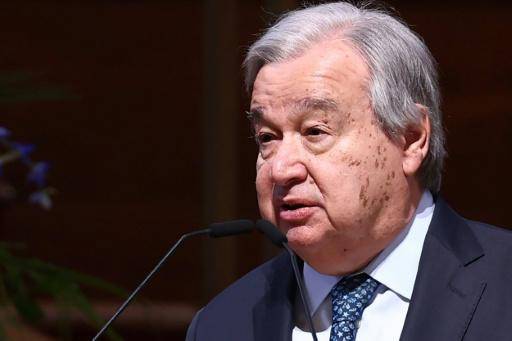 El secretario general Antonio Guterres habla durante una conferencia por el 80 aniversario de la fundación de la ONU, el 17 de enero de 2026 en Londres, en el Methodist Central Hall, lugar donde se celebró la primera Asamblea General de la ONU