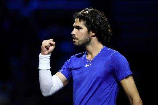 Carlos Alcaraz durante su victoria haciendo pareja con Jakub Mensik ante Alexander Bublik y Taylor Fritz en la primera jornada de la Laver Cup. En Londres, el 25 de septiembre de 2026