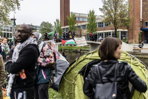 Movilización propalestina en un campus universitario de Ámsterdam