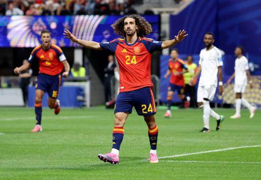 El lateral izquierdo de la selección española Marc Cucurella durante el duelo contra Arabia Saudita, el 21 de junio de 2026 en Atlanta, en la segunda jornada del Mundial